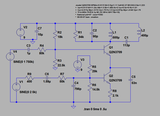 LTSpice circuit of mod. and trans.